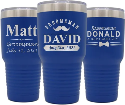 Miniatura 4 de Vaso de padrinos de boda grabado personalizado, taza de acero inoxidable aislada personalizada para padrino de boda, despedida de soltero, boda