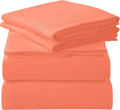 ROYALE LINENS Juego de 4 sábanas King - Ropa de cama de microfibra cepillada suave de 1800 hilos - 1 sábana ajustada y 1 sábana lisa, 2 fundas de