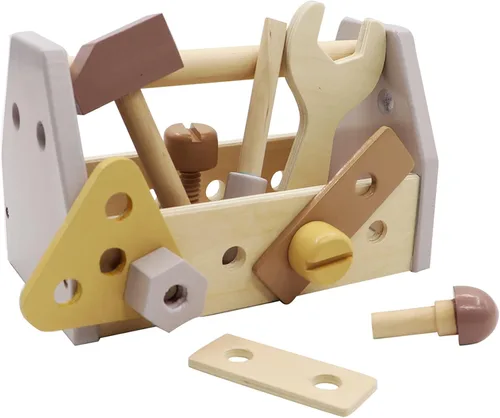 Miniatura 9 de Montessori Herramientas de madera para niños pequeños, construcción educativa, juegos de juguetes para niños, caja de juego preescolar con tablero