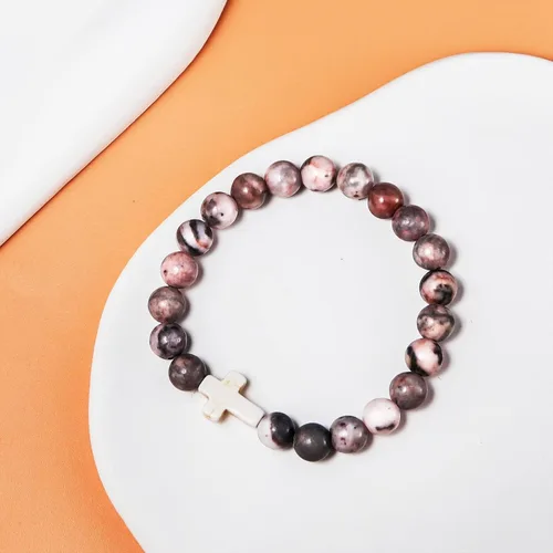 Miniatura 3 de Regalos cristianos para mujeres y hombres, pulsera elástica de cuentas cruzadas de piedra natural curativa, joyería religiosa católica, regalos