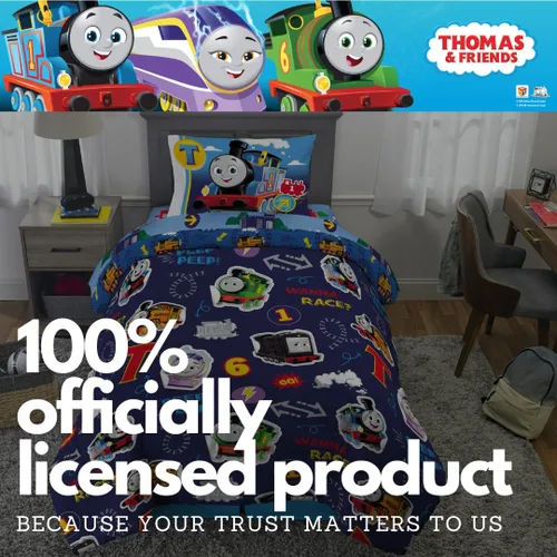 Miniatura 6 de Franco Thomas & Friends - Juego de ropa de cama supersuave para niños, edredón y sábanas con funda de almohada, 5 piezas, tamaño individual, Thomas