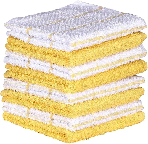 Amour Infini paños de cocina y repasadores, 100 % algodón, muy absorbentes, se pueden lavar a máquina Cuadros amarillos