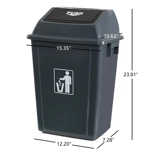 Miniatura 2 de Kekow Paquete de 4 cubos de basura de plástico con tapa, cubo de basura GraySwing Top, 13 galones Swing Top Lid Design, Durable Plastic