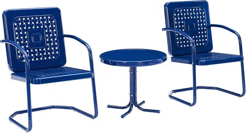 Miniatura 11 de Crosley Furniture KO10019WH Bates - Juego de asientos de metal retro de 3 piezas para exteriores con mesa auxiliar y 2 sillas, blanco brillante