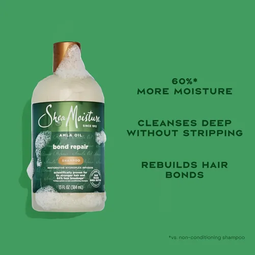 Miniatura 4 de Champú Reparador de Enlaces Shea Moisture con Aceite de Amla Limpia Profundamente y Elimina la Acumulación para Reparar los Enlaces del Cabello