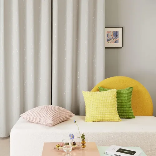 Miniatura 3 de Deconovo Cortinas blackout para sala de estar, 84 pulgadas de largo, para oscurecer la habitación, con estampado de líneas onduladas y puntos