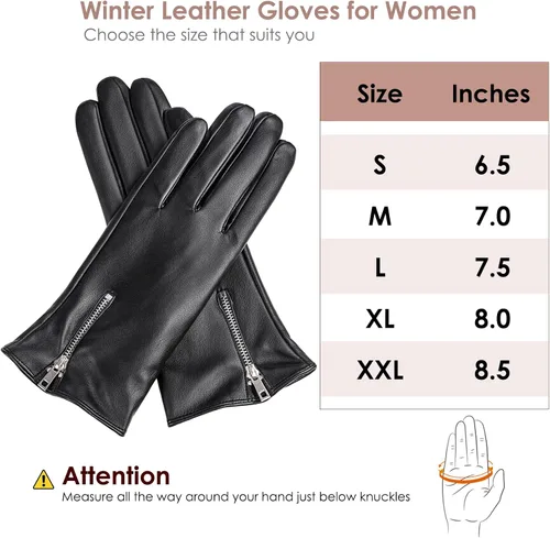 Miniatura 7 de Dsane Guantes de cuero de invierno para mujer, guantes de conducción cálidos para pantalla táctil