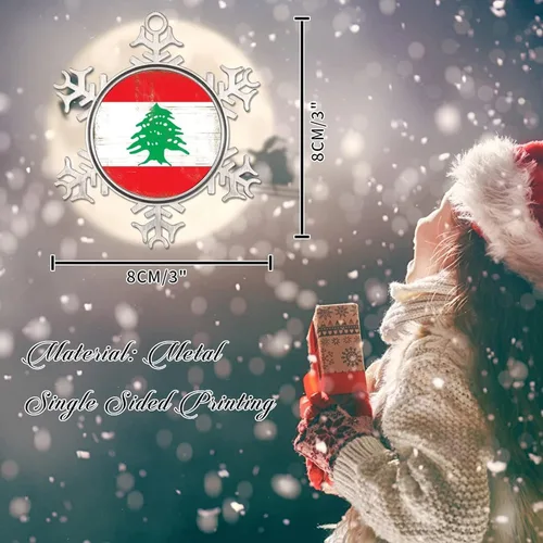 Miniatura 2 de Líbano Novedad Metal Copo de Nieve Adornos de Navidad Regalo Patriótico País Recuerdo Regalo Adornos de Navidad Adornos de Navidad Bandera Nacional