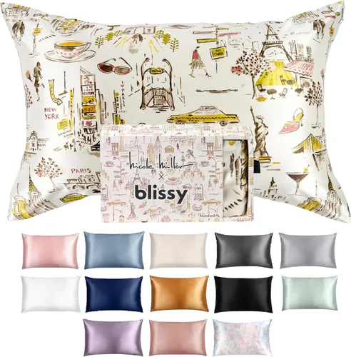 Miniatura 32 de Funda de almohada 100% de seda de morera pura de Blissy, fibras de alta calidad 6A con densidad de 22 momme, para el cuidado del cabello y la piel