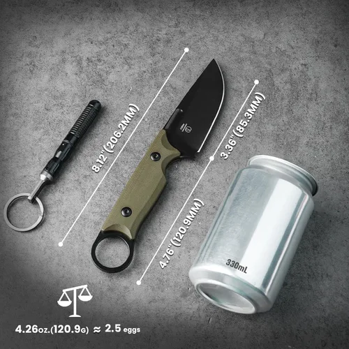 Miniatura 8 de Cuchillo de hoja fija Kizer Cabox de 3.35 pulgadas de acero D2, cuchillo de caza con mango de micarta y funda, navaja de bolsillo 1048A1