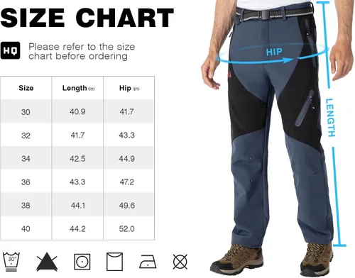 Miniatura 7 de TBMPOY Pantalones de senderismo para hombre, impermeables, con forro polar, para nieve, esquí, con aislamiento y bolsillos con cremallera