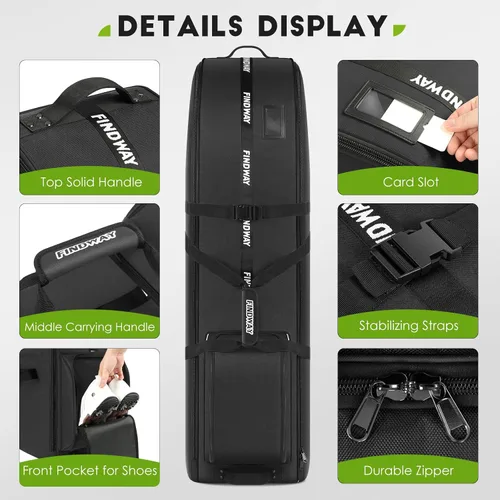 Miniatura 6 de findway Bolsa de viaje de golf para aerolíneas 900D resistente Oxford Golf Funda de viaje con ruedas, funda de viaje de golf con forro protector