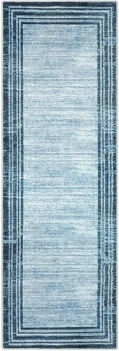 Miniatura 23 de Alfombra de pasillo moderna abstracta Lahome, alfombra lavable turquesa de 2 x 6 pulgadas para entrada, alfombra antideslizante de bajo pelo