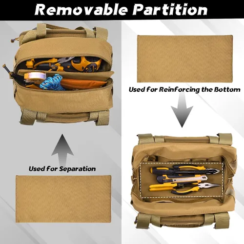 Miniatura 4 de MOZETO Bolsa de herramientas de 12 pulgadas, bolsa de herramientas táctica pequeña resistente al agua, bolsas de herramientas con asa duradera