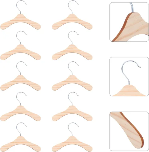 Miniatura 6 de Perchas de madera para mascotas, 10 unidades, para almacenamiento de ropa de perro, estante de ropa compacto y ligero para perros pequeños, perchas
