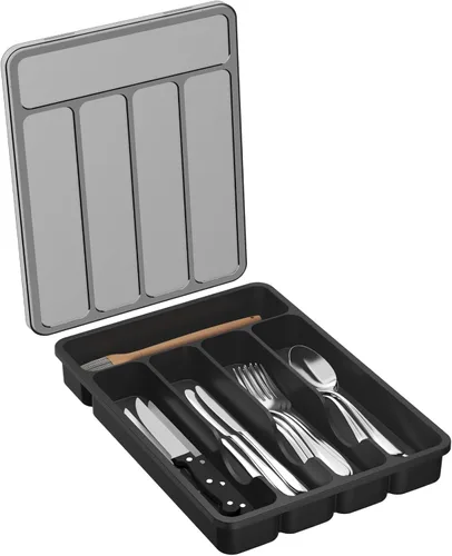 Miniatura 15 de Lifewit Organizador de cubiertos con tapa, bandeja de utensilios cubierta para cajón de cocina y encimera, caja de almacenamiento de cubiertos