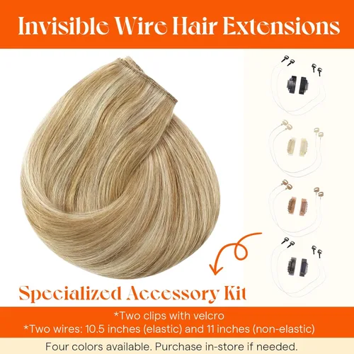 Miniatura 5 de Sunny Hair - Extensiones de cabello humano real con reflejos, con hilo y clips, aplicación invisible, 2.82 onzas, 18 pulgadas, color rubio caramelo