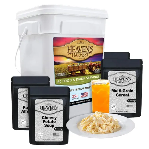 Heaven’s Harvest Kit de Alimentos Familiares de 25 Años — Suministro de Alimentos de Emergencia. Kit de Alimentos de Supervivencia Liofilizados +