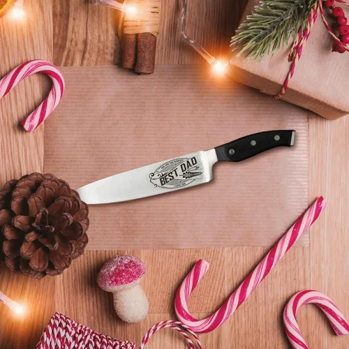 Miniatura 2 de Cuchillo de chef de alta calidad, regalo de cumpleaños, cuchillo de cocina de acero al carbono de 8 pulgadas con mango de madera de Pakka, Día
