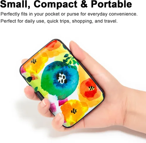Miniatura 2 de Porta tarjetas de crédito pequeño con bloqueo RFID, cartera metálica delgada, mini, de aluminio, funda dura para mujeres y hombres