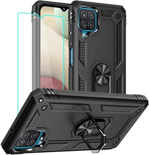 Miniatura 37 de Yiakeng Funda para teléfono Galaxy A12, Samsung A12 con protector de pantalla HD, fundas protectoras de grado militar con anillo para Samsung Galaxy