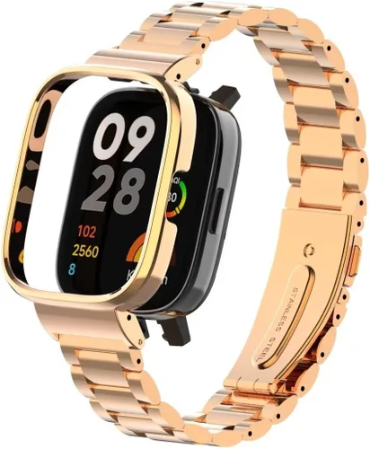 Miniatura 14 de HOPMC - Correa de repuesto clásica con marco de metal y hebilla de malla de acero inoxidable para Redmi Watch 3