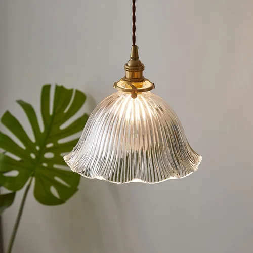Miniatura 6 de Elegante lámpara de cristal y latón E27 de altura ajustable para sala de estar, loft y pasillos