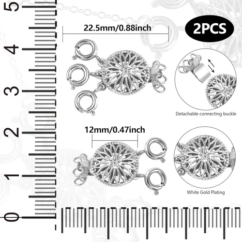 Miniatura 2 de Separador de collar para capas de oro blanco sin enredos, joyería de seguridad, collar de capas, separador de cierres para múltiples collares