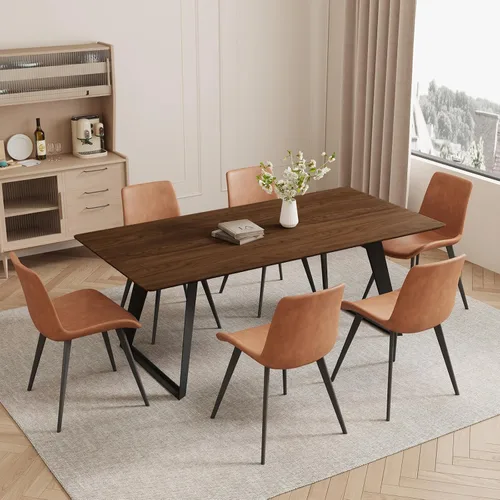 Miniatura 37 de ZckyCine Mesa de Comedor Moderna de Mediados de Siglo y Sillas para 4 Rectangular de Madera Expandible que Ahorra Espacio Multifuncional Marrón