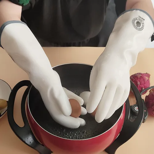 Miniatura 4 de Guantes para barbacoa, guantes de horno de silicona, guantes de horno resistentes al calor con dedos, guantes de horno de cocina guantes para Blanco