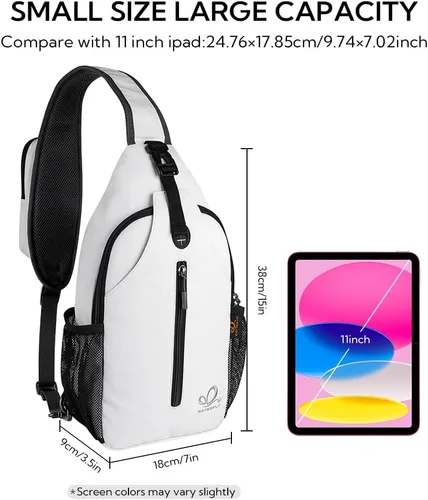 Miniatura 2 de WATERFLY Bolsa pequeña de senderismo: mochila cruzada para el pecho, mochila para hombres y mujeres con correa de hombro agradable a la piel