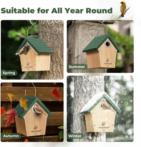 Miniatura 5 de Kingsyard Casa de Pájaros de Madera con Protección contra Depredadores, Nido para Gorrión para Exteriores, Caja de Nido de Jardín y Patio