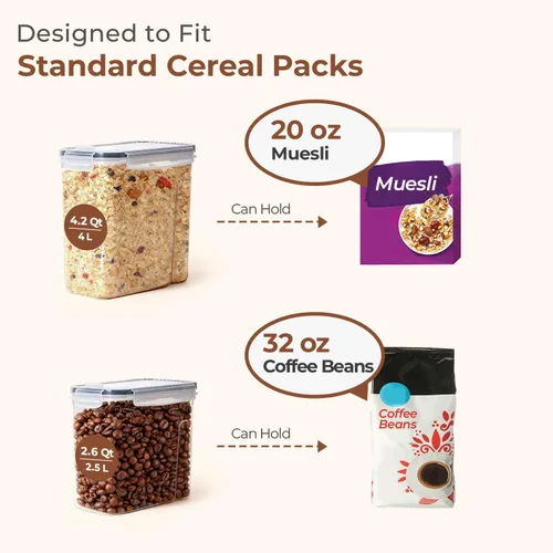 Miniatura 2 de ComSaf Juego de 3 contenedores de almacenamiento para cereales, recipientes herméticos para alimentos con tapa para arroz y comida para mascotas