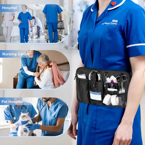 Miniatura 21 de Trunab Riñonera para enfermera, cinturón organizador de enfermería con correa de cintura ajustable, bolsa de cintura para suministros médicos