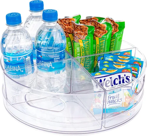 Oizeir Lazy Susan Plataforma Giratoria - Acrílico transparente, secciones extraíbles, gira 360 grados. Organiza fácilmente tu refrigerador, gabinete