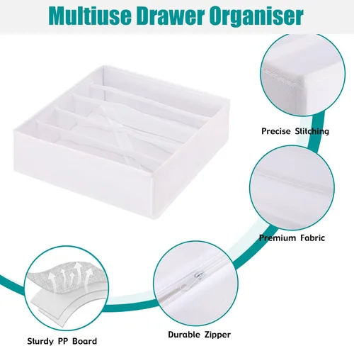 Miniatura 7 de Organizador de Ropa para Cajón Debajo del Gabinete 5 Celdas Cubos de Almacenamiento Plegables Organizador de Cajón de Ropa Interior Divisores Cajas