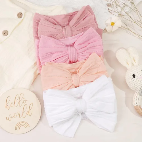 Miniatura 3 de CÉLLOT 6 piezas de diademas con moño para bebé, diademas de nylon, accesorios para el pelo con moño para bebé niña, esenciales para recién nacidos