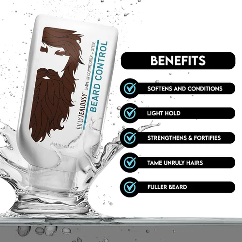 Miniatura 3 de Billy Jealousy Acondicionador de barba sin enjuague para hombres con jugo de hoja de aloe y aceite de semilla de jojoba, suaviza el cabello