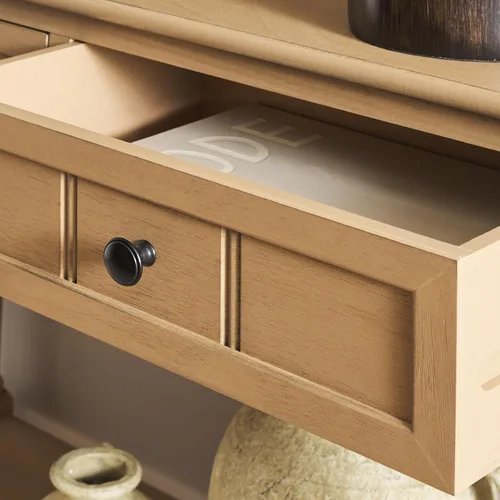 Miniatura 4 de SAFAVIEH Muebles Samantha - Mesa consola de 2 cajones - Camel - Madera maciza - Diseño clásico de almacenamiento - Ideal para entrada, sala