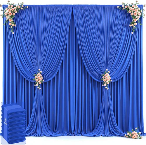 Miniatura 58 de 20 pies x 12 pies Cortinas de Telón de Fondo Azul Bebé Sin Arrugas para Bodas y Fiestas, Telón de Fondo de Tela Azul, Cortinas para Bodas