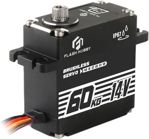 Miniatura 5 de FLASH HOBBY Servo sin escobillas de 132.3 lbs IP67 Servo impermeable 14V Servo de alto par con engranaje de metal completo para 1/8 1/10 RC Crawler