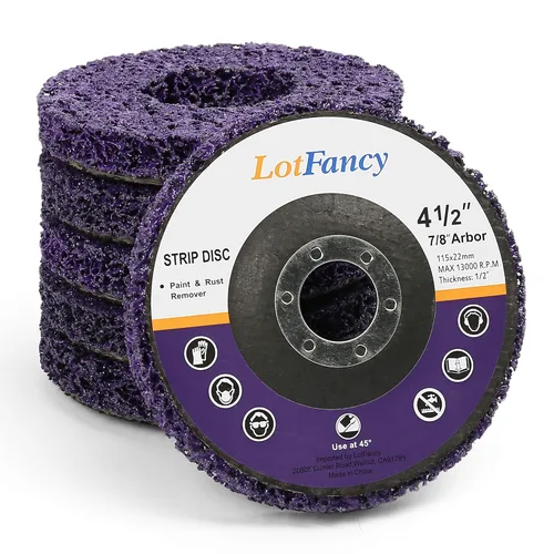 Miniatura 8 de LotFancy Disco de pelado, 6 unidades de discos de tira rápida y fácil de limpiar de 4 1/2 x 7/8 pulgadas, removedor de pintura y óxido para Púrpura