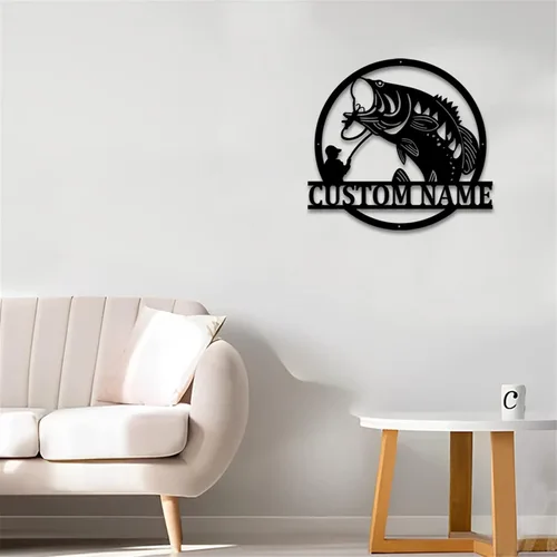 Miniatura 5 de Letrero LED de pesca de bajo con nombre personalizado, arte de pared personalizado, regalo de aniversario y día de San Valentín