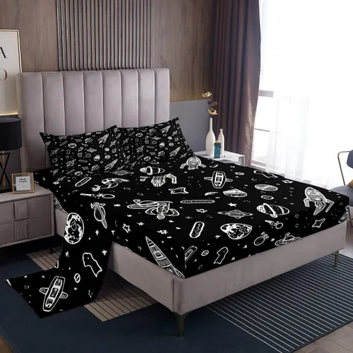 Miniatura 59 de Feelyou Football Bed Sheets Set Twin Size Basketball Sports Deep Pocket Fitted Sheet Soccer Ball Game Bedding Sets Black Baseball Gaming Soft Bed