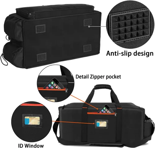 Miniatura 5 de Bolsa de DJ grande incorporada resistente tablero de soporte, bolsa de cable de DJ con 9 divisores desmontables y correa acolchada para el hombro
