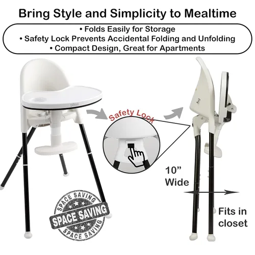 Miniatura 4 de Primo Cozy Tot - Silla alta plegable convertible de lujo y silla para niños pequeños, silla alta plegable portátil para bebé/niños pequeños, apta