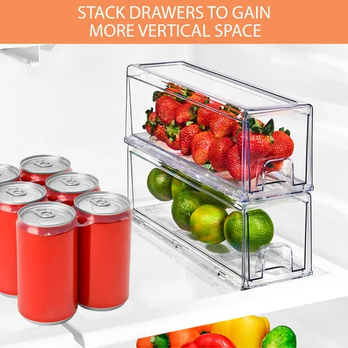 Miniatura 7 de Sorbus - Cajones para refrigerador, transparentes, apilables, contenedores organizadores extraíbles para cocina, congelador, tocador