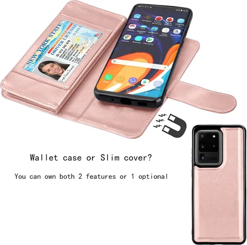 Miniatura 4 de Njjex Funda para Galaxy S20 Ultra 5G, para Samsung Galaxy S20 Ultra (6.9 pulgadas), [9 ranuras para tarjetas] Funda de piel sintética para tarjetas