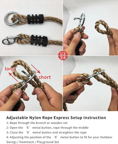 Miniatura 5 de 2 correas de nailon ajustables de longitud resistente para colgar en el árbol (250 libras limitadas/cada una) para columpios al aire libre, hamacas