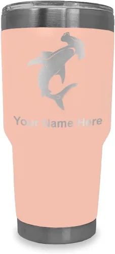 Miniatura 21 de LaserGram Vaso aislado al vacío de 20 onzas, tiburón martillo, grabado personalizado incluido (negro)
